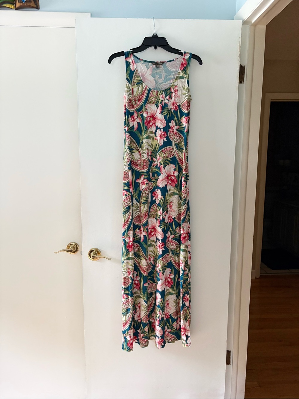 Tommy Bahama blue paisley tropical Hawaiian maxi dress XS